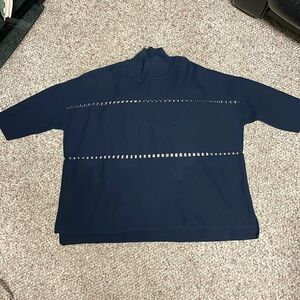 French connection oversized cut out turtleneck sweater with side slits